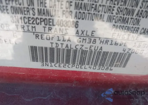 2014 Nissan Versa Note S Plus из США, поврежденный, VIN 3N1CE2CP0EL403086